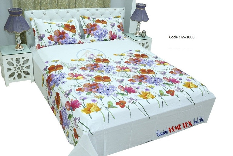 Bed Sheet Combo set-1 pcs bed sheet size – 7.50 Feet X 8.50 Feet + 2 Pcs Pillow cover size 20 inch X 20 Inch. Code GS-1006
