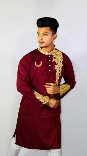 Panjabi- Fine cotton with embroidery. Code-AL