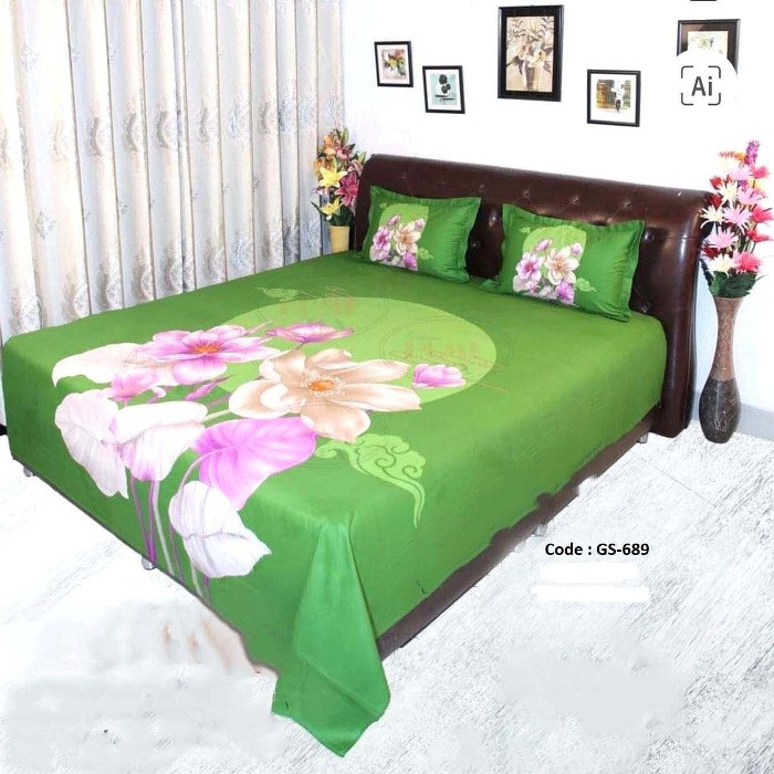 Bed Sheet Combo set-1 pcs bed sheet size – 7.50 Feet X 8.50 Feet + 2 Pcs Pillow cover size 20 inch X 20 Inch. Code GS-689