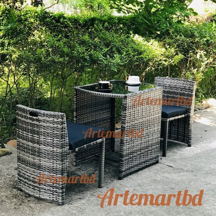 Outdoor indoor Garden Chair Set Color light  2 Chair with tea Table code 009