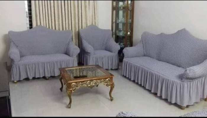 3 Pcs Sofa Cover Combo Set  + 3Pcs Cushion Cover + 1 Pcs T-Table Cover  Size 18 inch 36 inch or Round Table Size 36 inch 36 inch Code-03