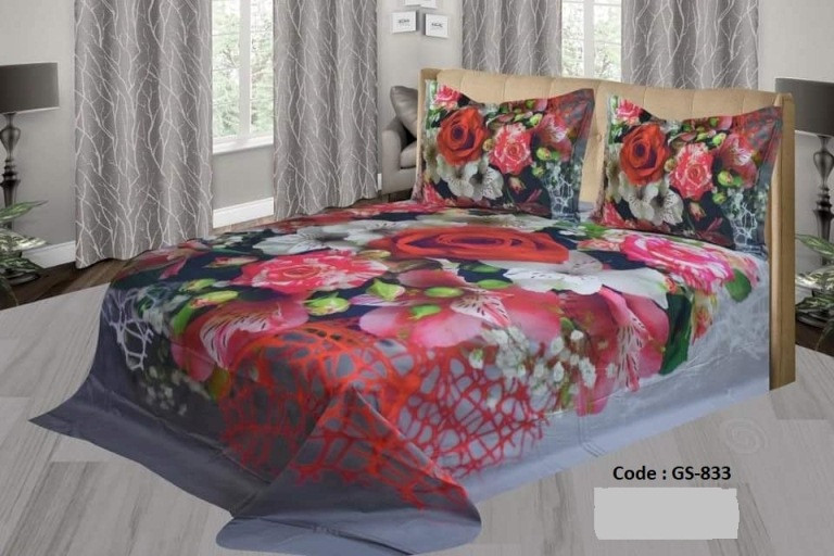 Bed Sheet Combo set-1 pcs bed sheet size – 7.50 Feet X 8.50 Feet + 2 Pcs Pillow cover size 20 inch X 20 Inch. Code GS-833