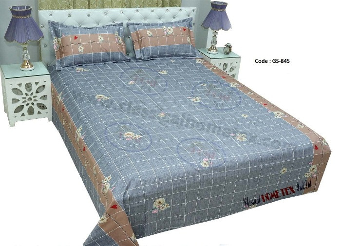 Bed Sheet Combo set-1 pcs bed sheet size – 7.50 Feet X 8.50 Feet + 2 Pcs Pillow cover size 20 inch X 20 Inch. Code GS-845