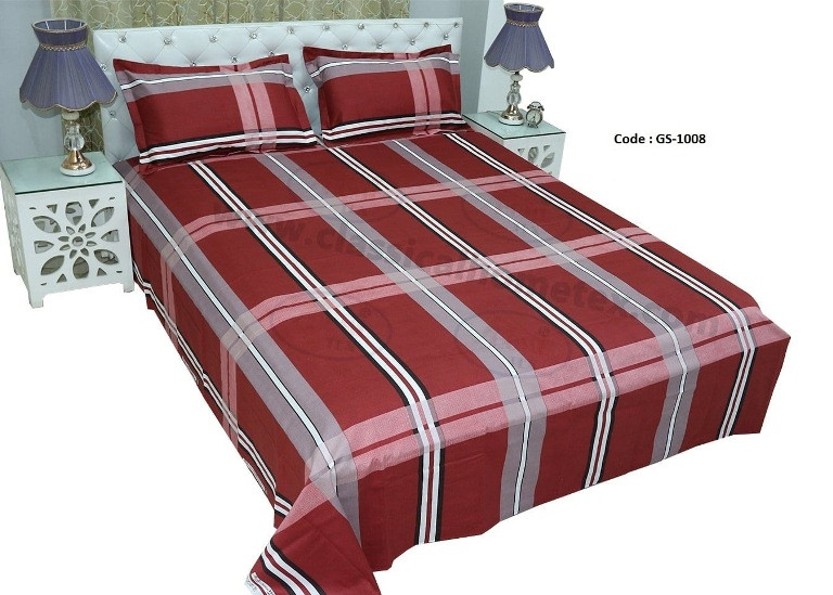 Bed Sheet Combo set-1 pcs bed sheet size – 7.50 Feet X 8.50 Feet + 2 Pcs Pillow cover size 20 inch X 20 Inch. Code GS-1008