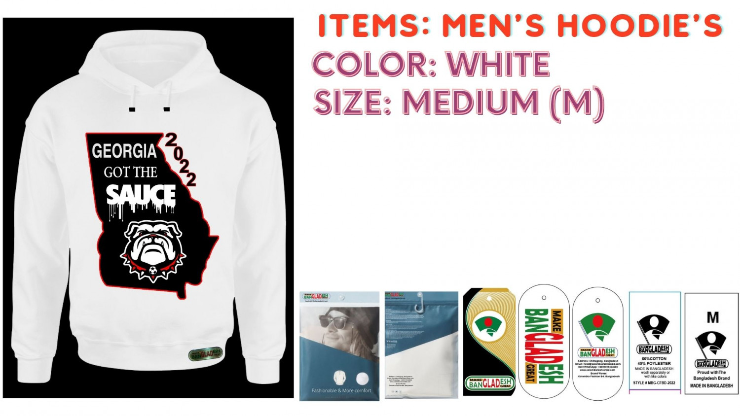 Men Hoodies Color White Size Medium (M)
