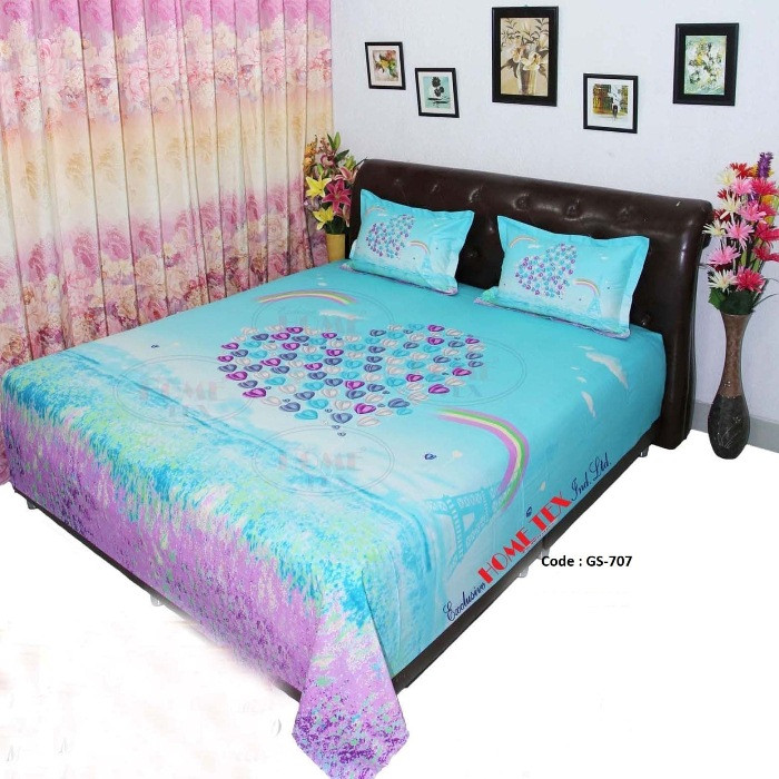 Bed Sheet Combo set-1 pcs bed sheet size – 7.50 Feet X 8.50 Feet + 2 Pcs Pillow cover size 20 inch X 20 Inch. Code GS-707