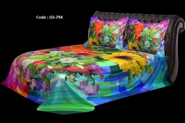 Bed Sheet Combo set-1 pcs bed sheet size – 7.50 Feet X 8.50 Feet + 2 Pcs Pillow cover size 20 inch X 20 Inch. Code GS-794