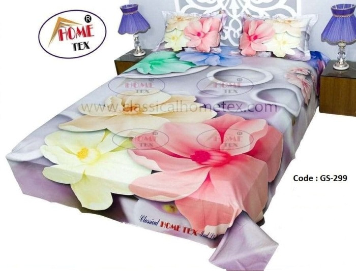 Bed Sheet Combo set-1 pcs bed sheet size – 7.50 Feet X 8.50 Feet + 2 Pcs Pillow cover size 20 inch X 20 Inch. Code GS-299