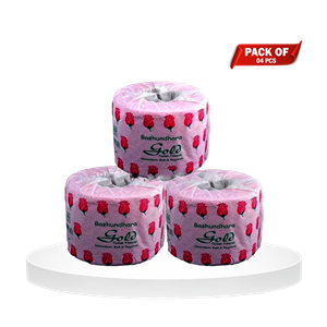 Pack of 4 Pcs Bashundhara Toilet Tissue Regular Gold - Pink
