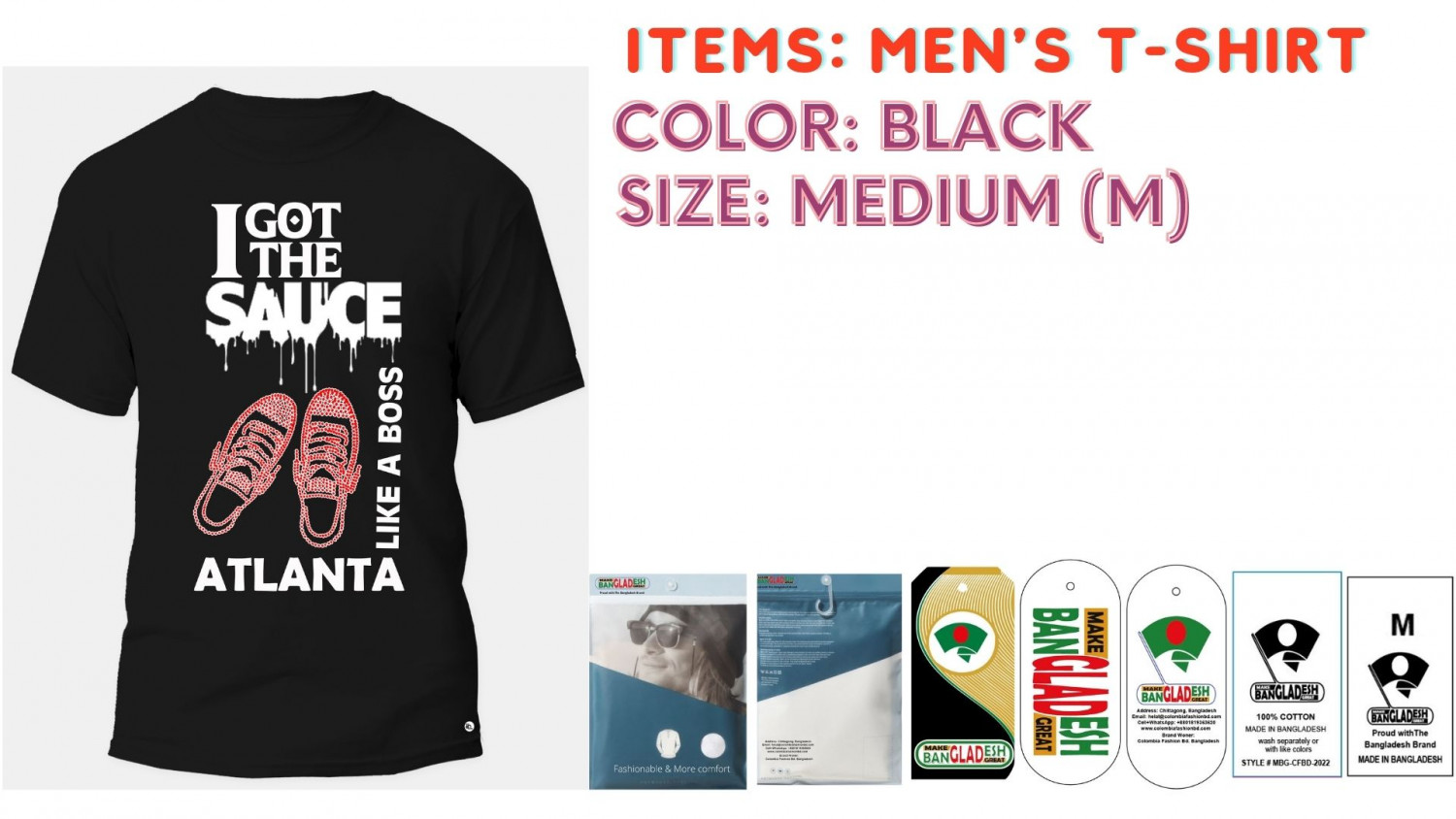 Men T-shirt Color Black Size Medium (M)