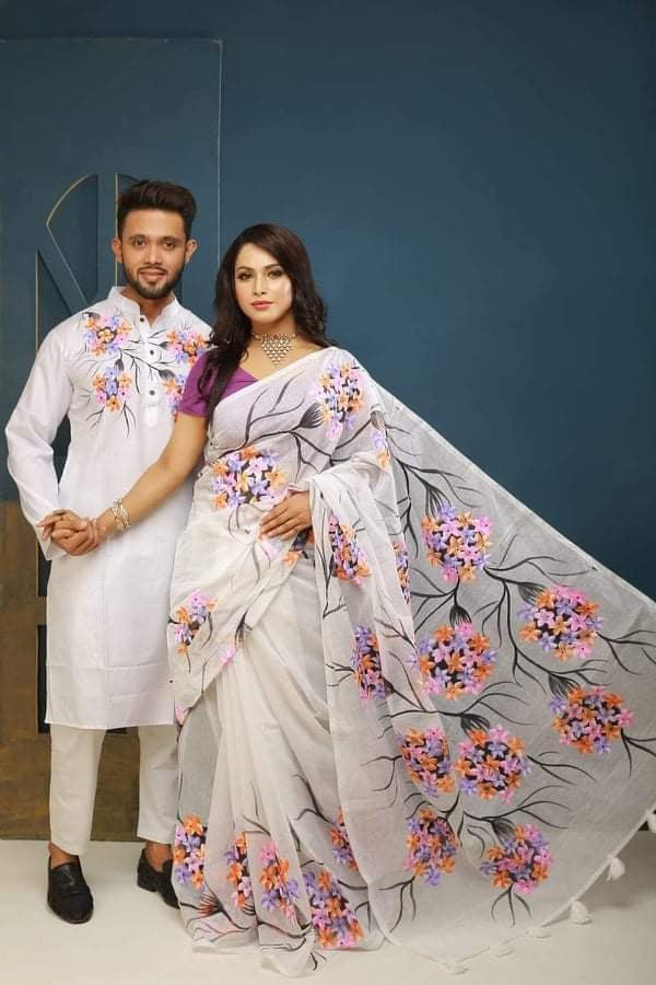 Couple Saree Half Silk with Panjabi (2)