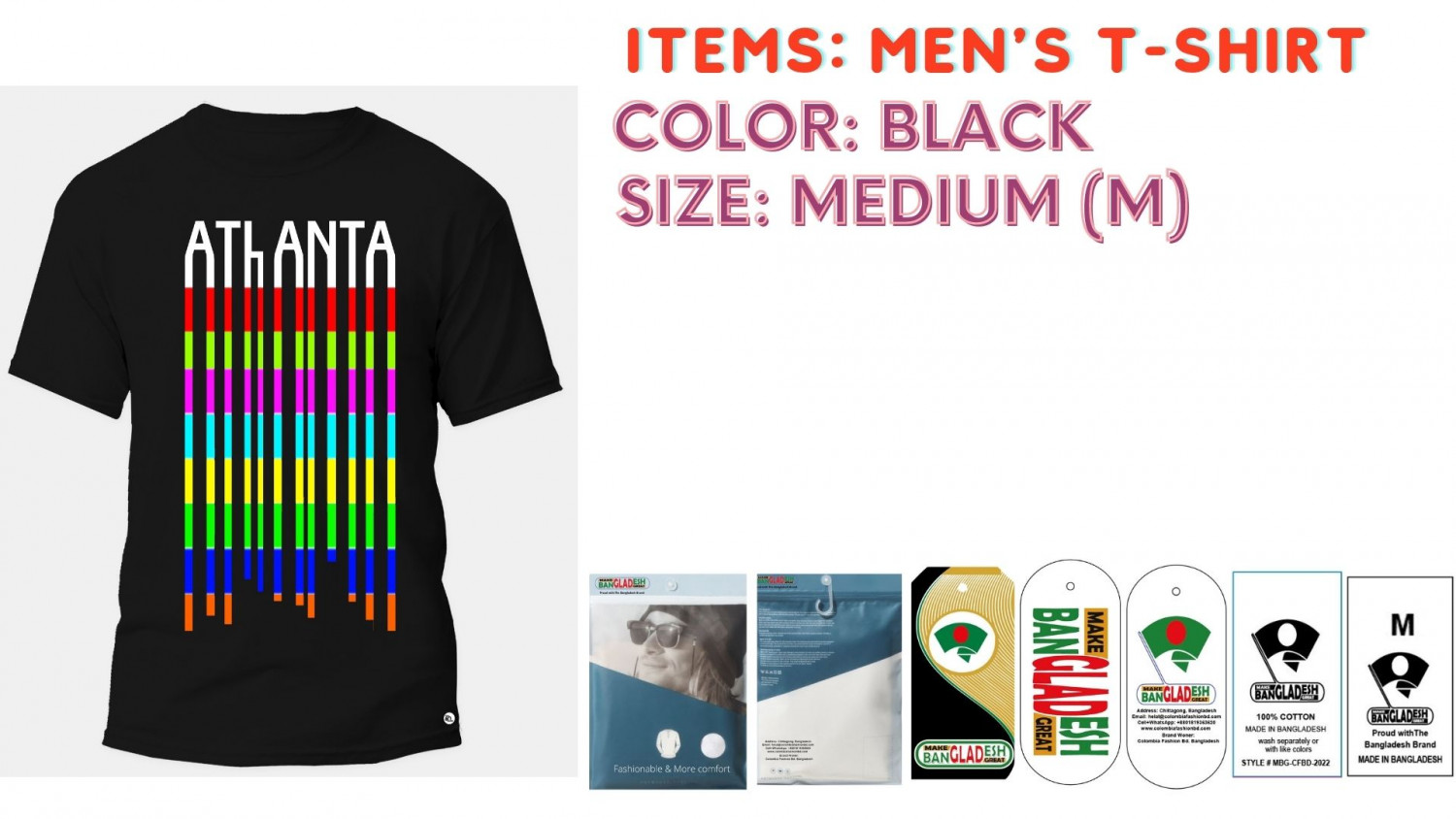 Men T-shirt Color Black Size Medium (M)