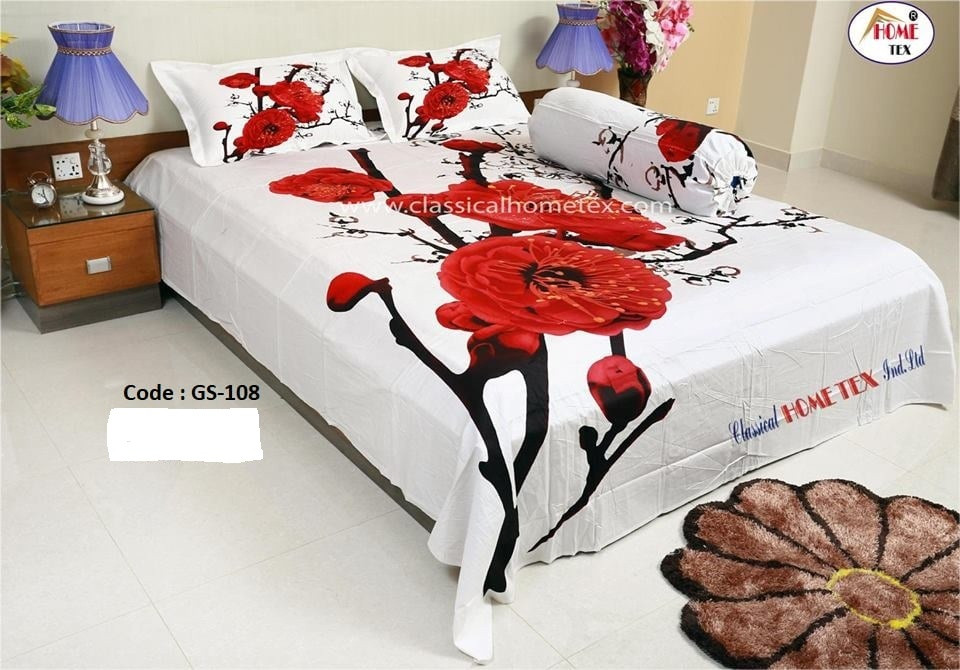 Bed Sheet Combo set-1 pcs bed sheet size – 7.50 Feet X 8.50 Feet + 2 Pcs Pillow cover size 20 inch X 20 Inch. Code GS-108