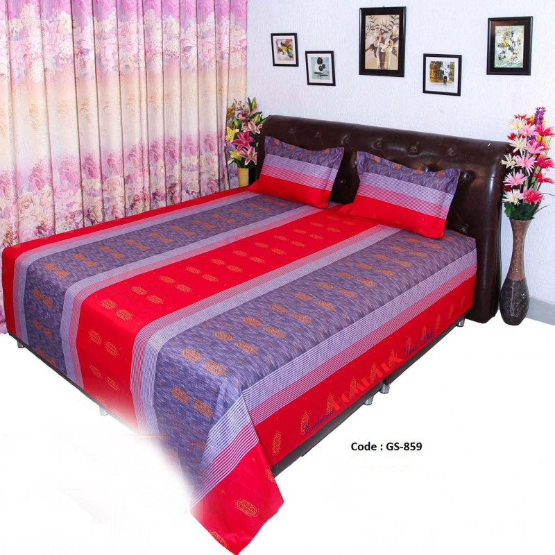 Bed Sheet Combo set-1 pcs bed sheet size – 7.50 Feet X 8.50 Feet + 2 Pcs Pillow cover size 20 inch X 20 Inch. Code GS-859