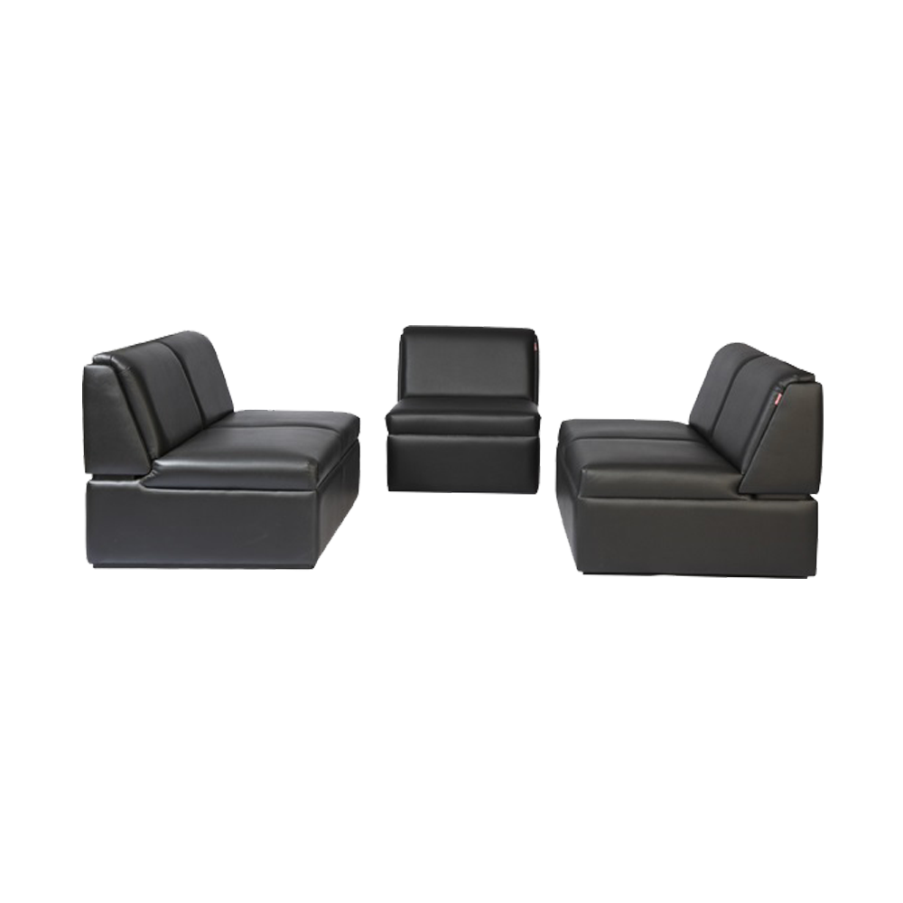 Mehogony Wood Office Sofa Set - 5 Seats - Black - ZN-OS-01