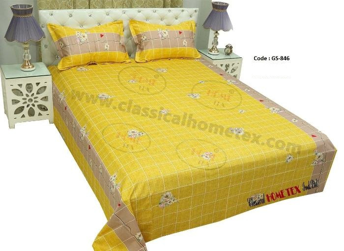 Bed Sheet Combo set-1 pcs bed sheet size – 7.50 Feet X 8.50 Feet + 2 Pcs Pillow cover size 20 inch X 20 Inch. Code GS-846