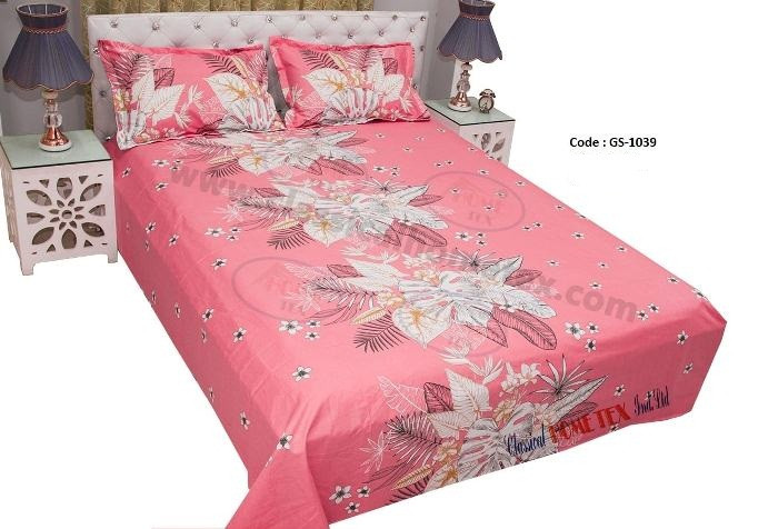 Bed Sheet Combo set-1 pcs bed sheet size – 7.50 Feet X 8.50 Feet + 2 Pcs Pillow cover size 20 inch X 20 Inch. Code GS-1039