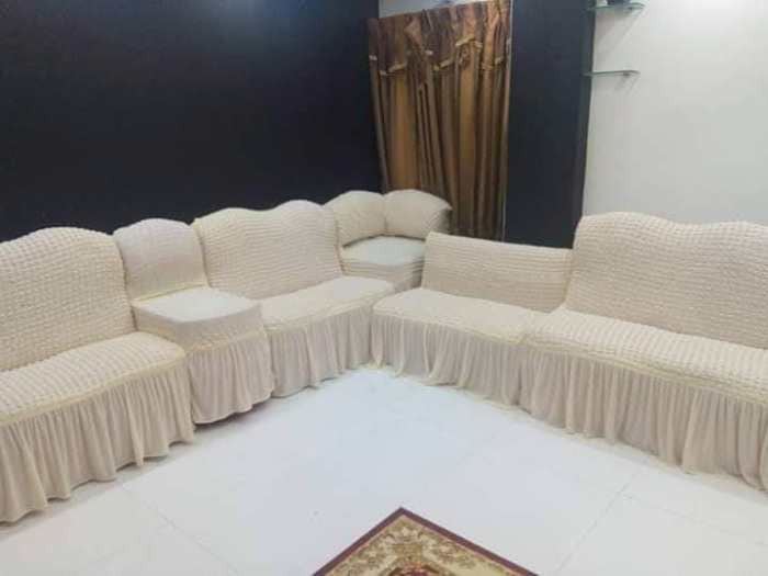 3 Pcs Sofa Cover Combo Set  + 3Pcs Cushion Cover + 1 Pcs T-Table Cover  Size 18 inch 36 inch or Round Table Size 36 inch 36 inch Code-05