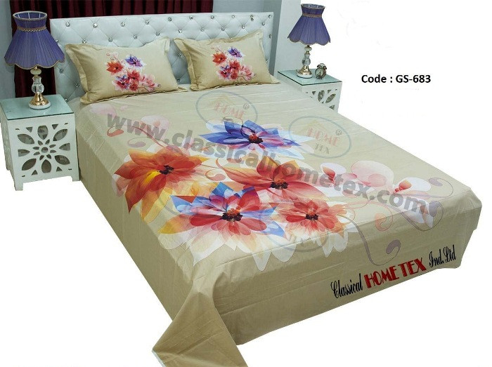 Bed Sheet Combo set-1 pcs bed sheet size – 7.50 Feet X 8.50 Feet + 2 Pcs Pillow cover size 20 inch X 20 Inch. Code GS-683