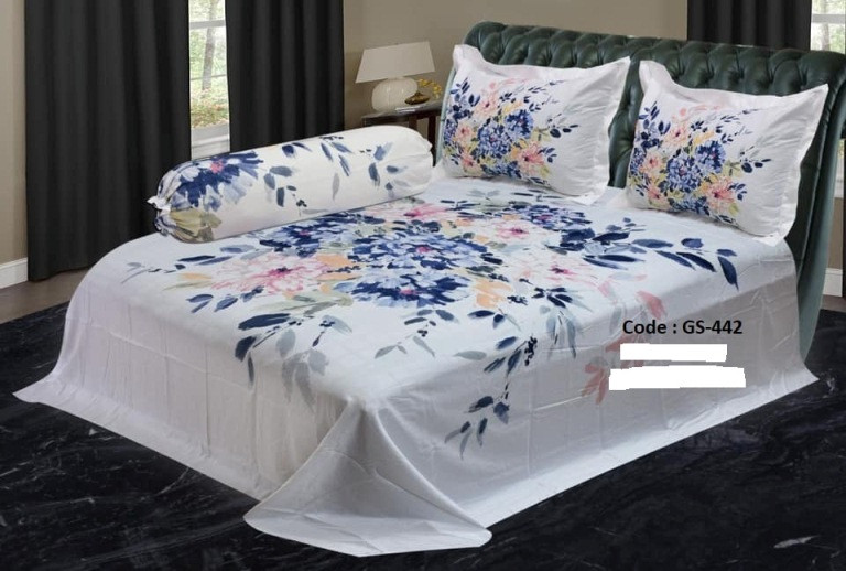 Bed Sheet Combo set-1 pcs bed sheet size – 7.50 Feet X 8.50 Feet + 2 Pcs Pillow cover size 20 inch X 20 Inch. Code GS-442