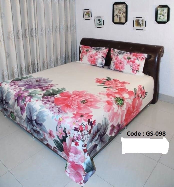 Bed Sheet Combo set-1 pcs bed sheet size – 7.50 Feet X 8.50 Feet + 2 Pcs Pillow cover size 20 inch X 20 Inch. Code GS-098