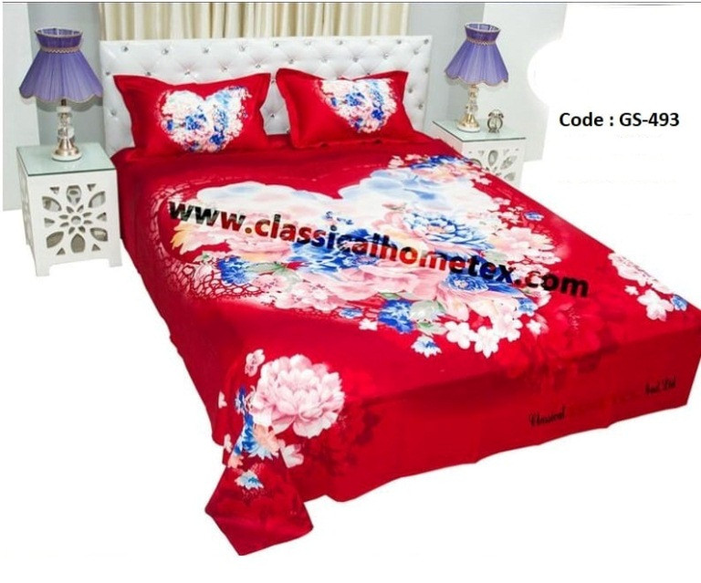 Bed Sheet Combo set-1 pcs bed sheet size – 7.50 Feet X 8.50 Feet + 2 Pcs Pillow cover size 20 inch X 20 Inch. Code GS-493