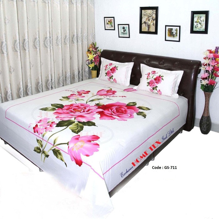Bed Sheet Combo set-1 pcs bed sheet size – 7.50 Feet X 8.50 Feet + 2 Pcs Pillow cover size 20 inch X 20 Inch. Code GS-711