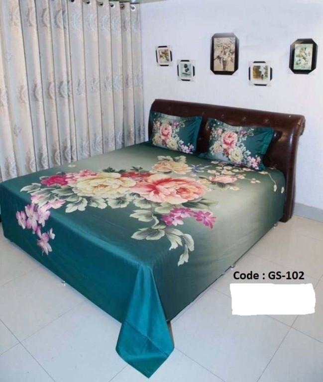 Bed Sheet Combo set-1 pcs bed sheet size – 7.50 Feet X 8.50 Feet + 2 Pcs Pillow cover size 20 inch X 20 Inch. Code GS-102