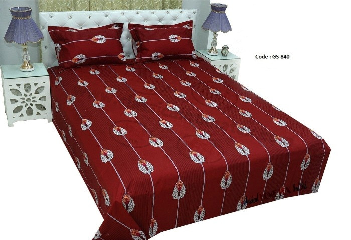 Bed Sheet Combo set-1 pcs bed sheet size – 7.50 Feet X 8.50 Feet + 2 Pcs Pillow cover size 20 inch X 20 Inch. Code GS-840