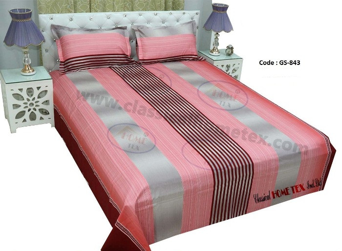 Bed Sheet Combo set-1 pcs bed sheet size – 7.50 Feet X 8.50 Feet + 2 Pcs Pillow cover size 20 inch X 20 Inch. Code GS-843