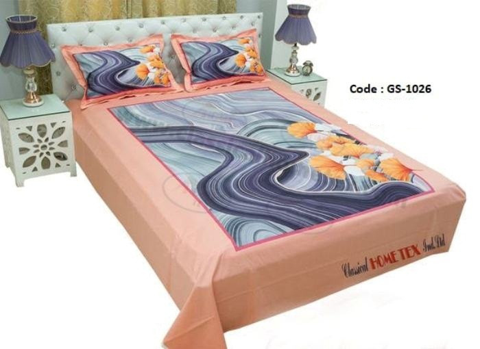 Bed Sheet Combo set-1 pcs bed sheet size – 7.50 Feet X 8.50 Feet + 2 Pcs Pillow cover size 20 inch X 20 Inch. Code GS-1026