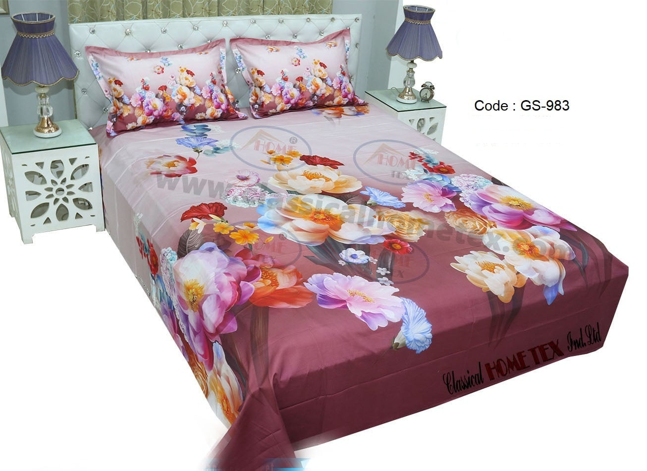 Bed Sheet Combo set-1 pcs bed sheet size – 7.50 Feet X 8.50 Feet + 2 Pcs Pillow cover size 20 inch X 20 Inch. Code GS-983