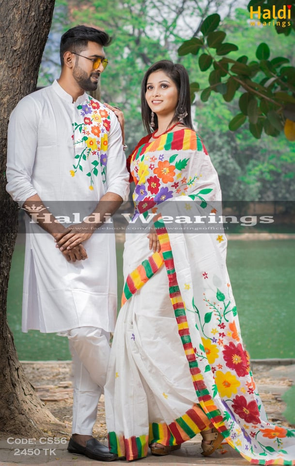 Couple Saree Half Silk with Panjabi (5)