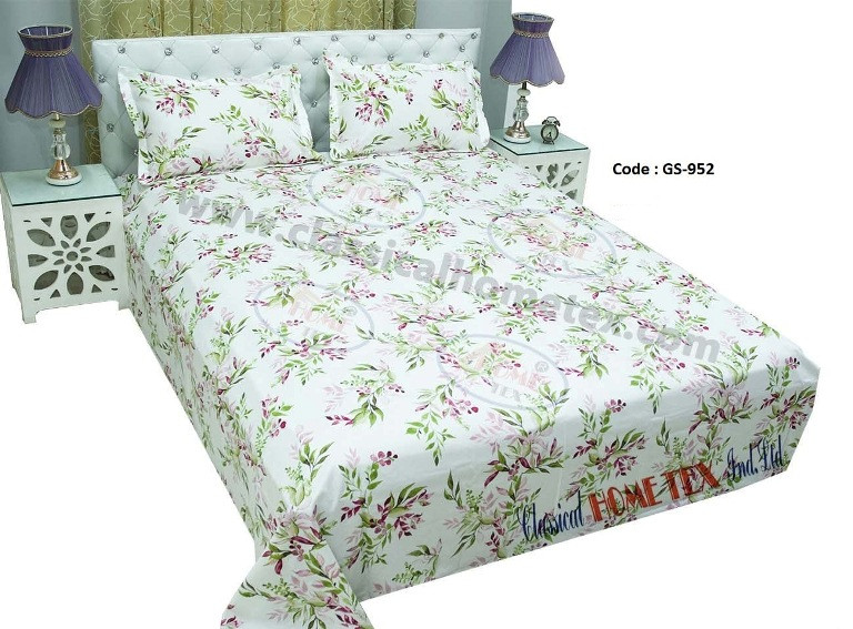 Bed Sheet Combo set-1 pcs bed sheet size – 7.50 Feet X 8.50 Feet + 2 Pcs Pillow cover size 20 inch X 20 Inch. Code GS-952