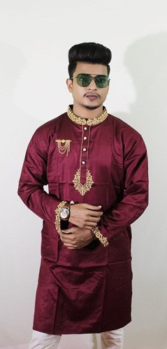 Panjabi- Fine cotton with embroidery. Code-AG