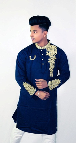 Panjabi- Fine cotton with embroidery. Code-AC