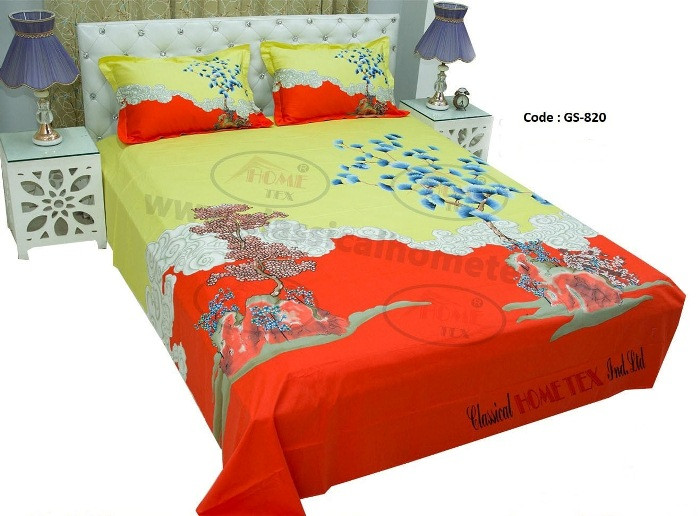 Bed Sheet Combo set-1 pcs bed sheet size – 7.50 Feet X 8.50 Feet + 2 Pcs Pillow cover size 20 inch X 20 Inch. Code GS-820