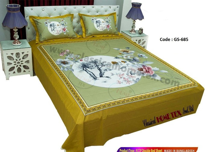 Bed Sheet Combo set-1 pcs bed sheet size – 7.50 Feet X 8.50 Feet + 2 Pcs Pillow cover size 20 inch X 20 Inch. Code GS-685