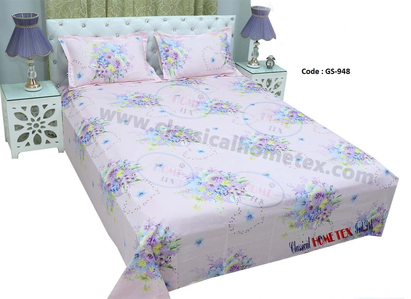 Bed Sheet Combo set-1 pcs bed sheet size – 7.50 Feet X 8.50 Feet + 2 Pcs Pillow cover size 20 inch X 20 Inch. Code GS-948