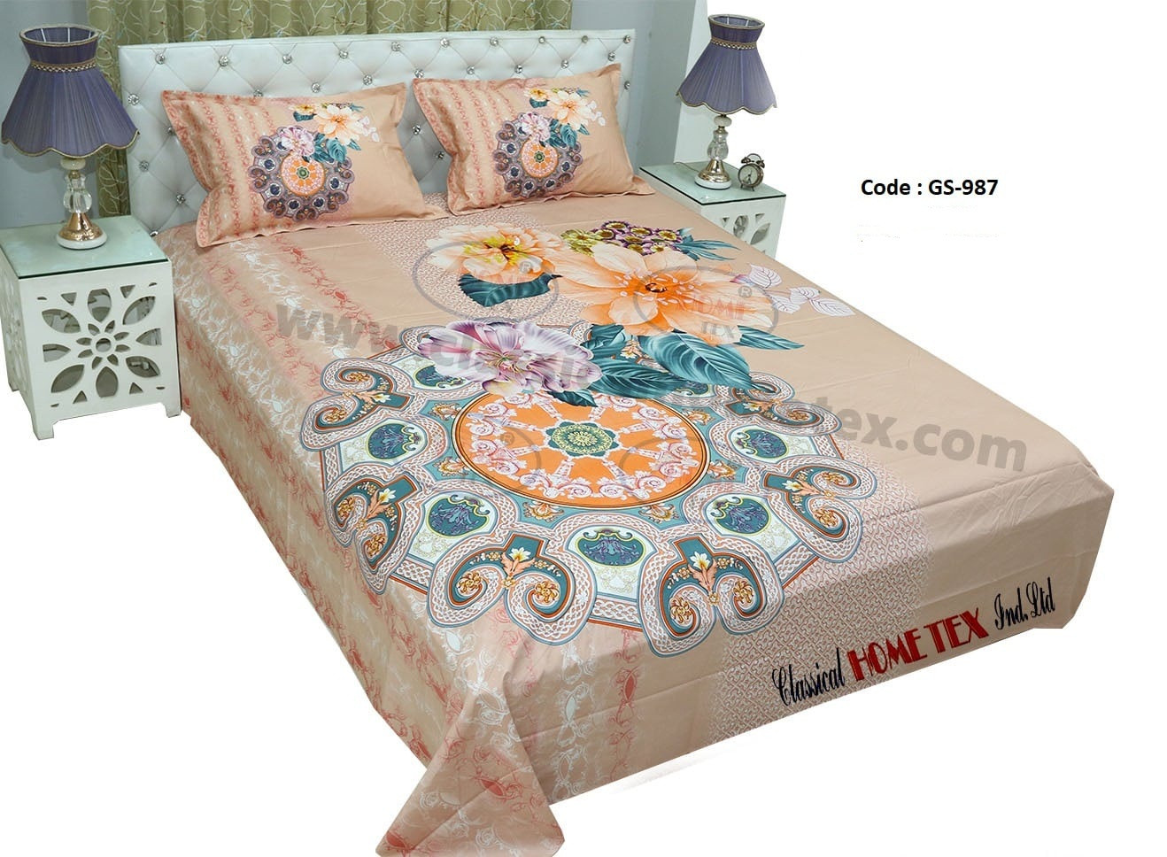 Bed Sheet Combo set-1 pcs bed sheet size – 7.50 Feet X 8.50 Feet + 2 Pcs Pillow cover size 20 inch X 20 Inch. Code GS-987