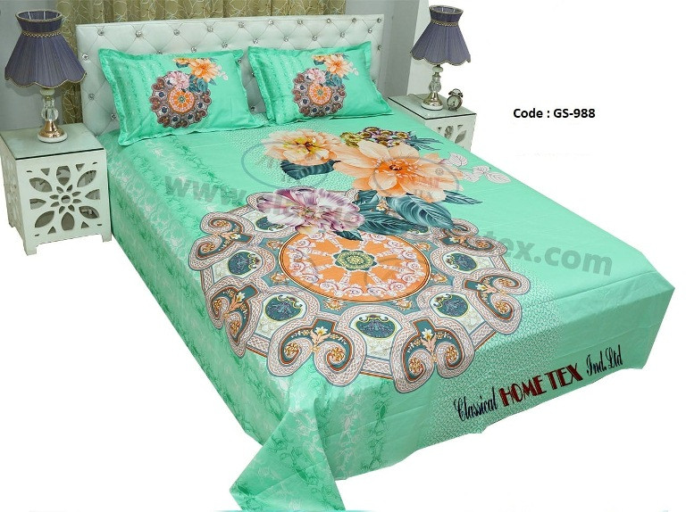 Bed Sheet Combo set-1 pcs bed sheet size – 7.50 Feet X 8.50 Feet + 2 Pcs Pillow cover size 20 inch X 20 Inch. Code GS-988