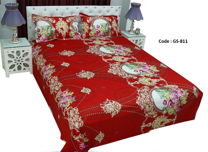 Bed Sheet Combo set-1 pcs bed sheet size – 7.50 Feet X 8.50 Feet + 2 Pcs Pillow cover size 20 inch X 20 Inch. Code GS-811