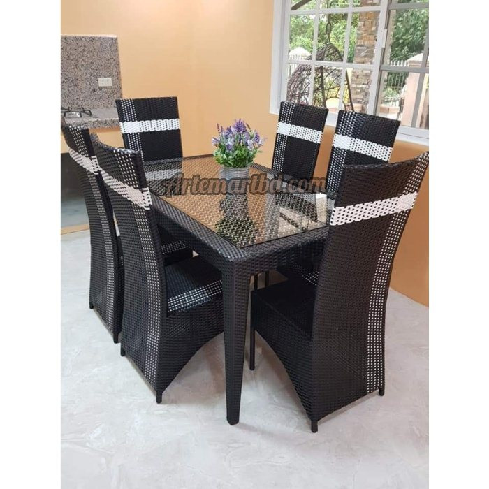 Outdoor indoor Garden Chair Set Color coffee 6 Chair with tea Table code 004