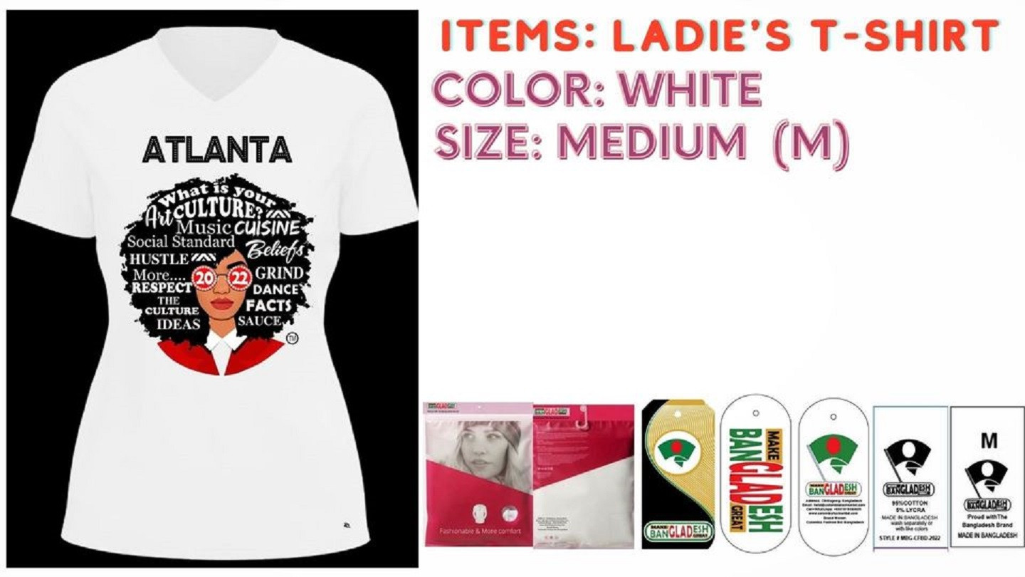 Ladies T-shirt Color White  Size Medium (M)