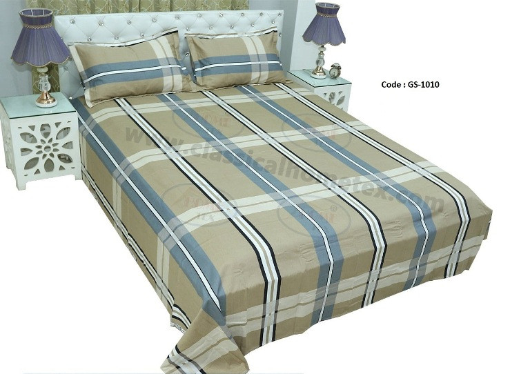 Bed Sheet Combo set-1 pcs bed sheet size – 7.50 Feet X 8.50 Feet + 2 Pcs Pillow cover size 20 inch X 20 Inch. Code GS-1010