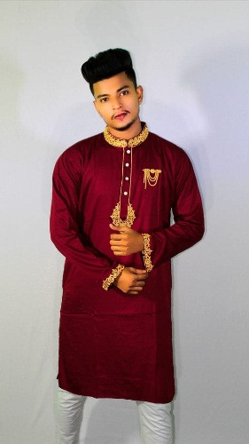 Panjabi- Fine cotton with embroidery. Code-AA