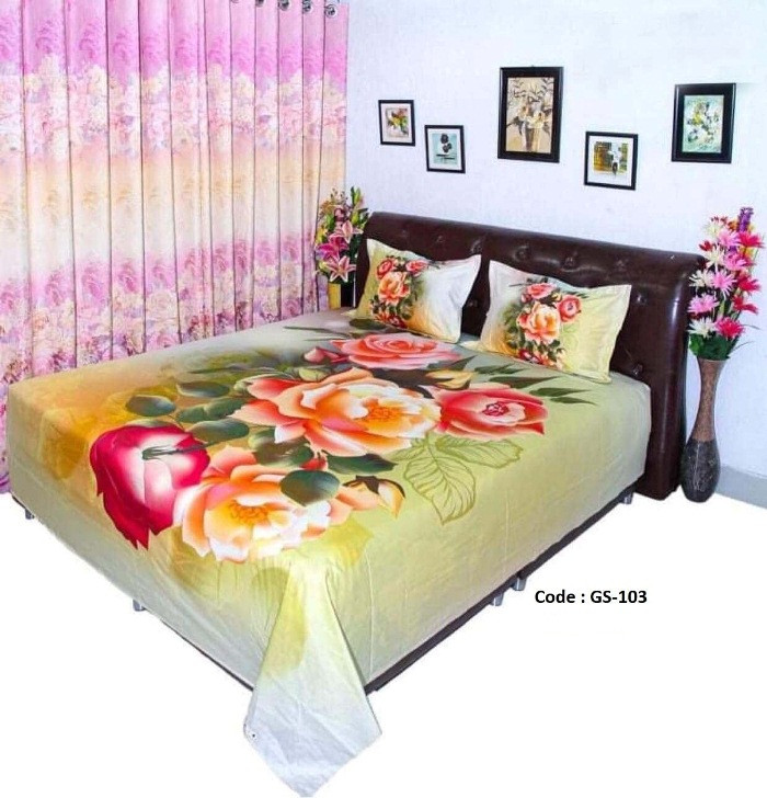 Bed Sheet Combo set-1 pcs bed sheet size – 7.50 Feet X 8.50 Feet + 2 Pcs Pillow cover size 20 inch X 20 Inch. Code GS-103