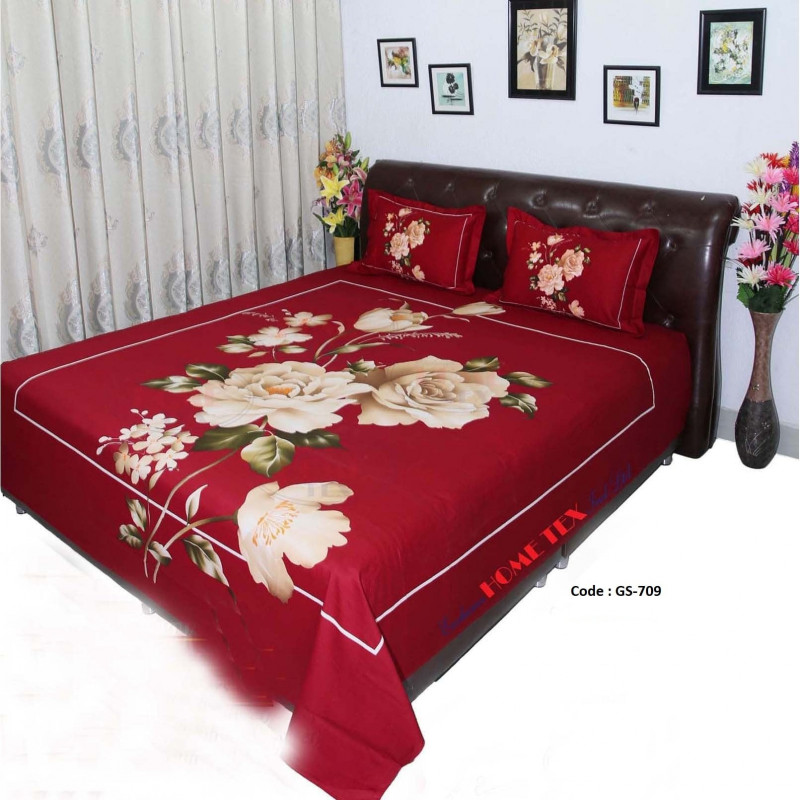 Bed Sheet Combo set-1 pcs bed sheet size – 7.50 Feet X 8.50 Feet + 2 Pcs Pillow cover size 20 inch X 20 Inch. Code GS-709