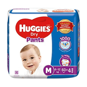 Huggies Dry Pant Baby Diaper - M - 6-12kg - 64pcs