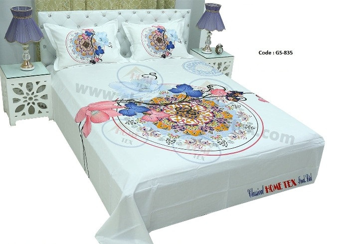 Bed Sheet Combo set-1 pcs bed sheet size – 7.50 Feet X 8.50 Feet + 2 Pcs Pillow cover size 20 inch X 20 Inch. Code GS-835